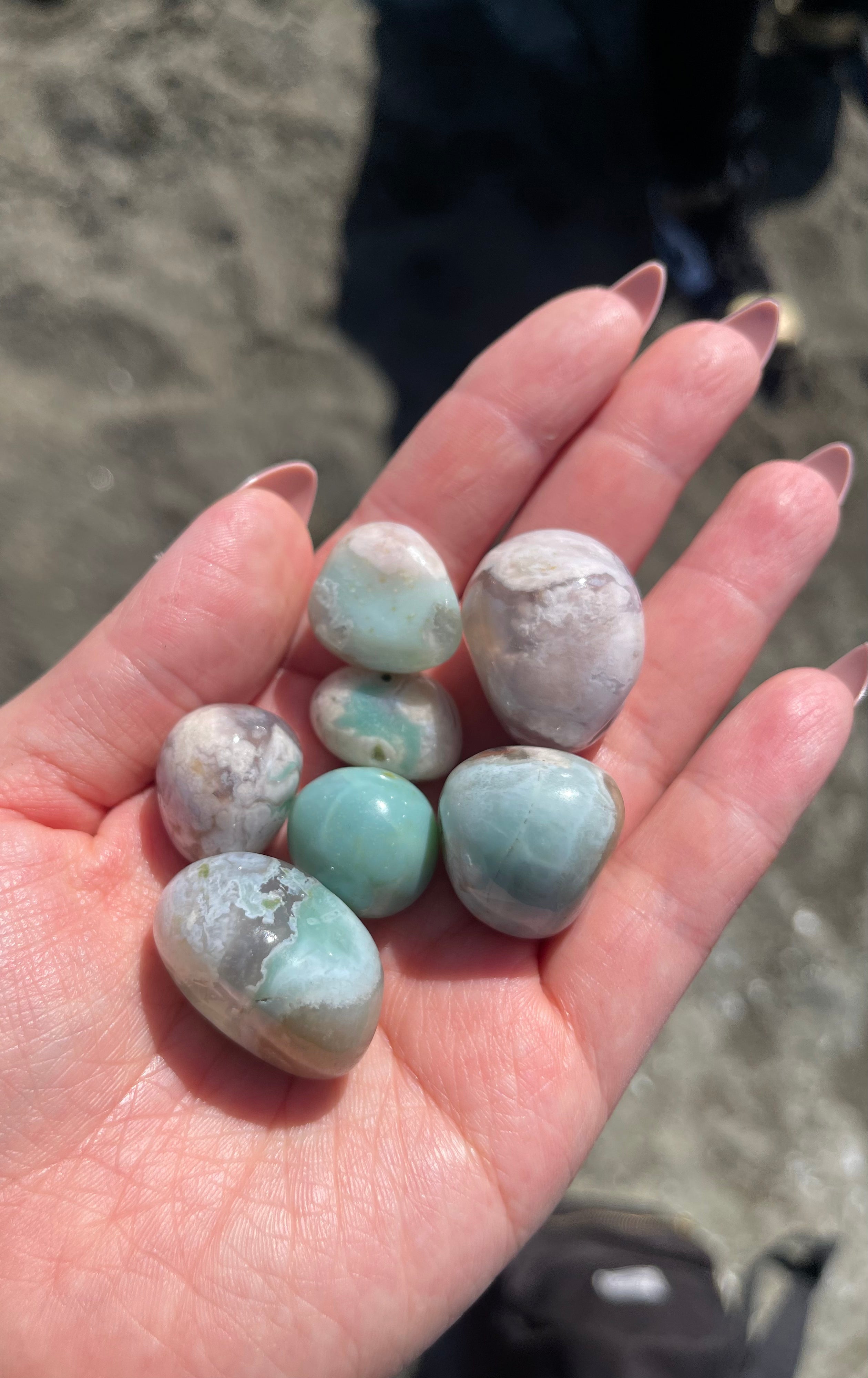 Green Flower Agate Tumbles